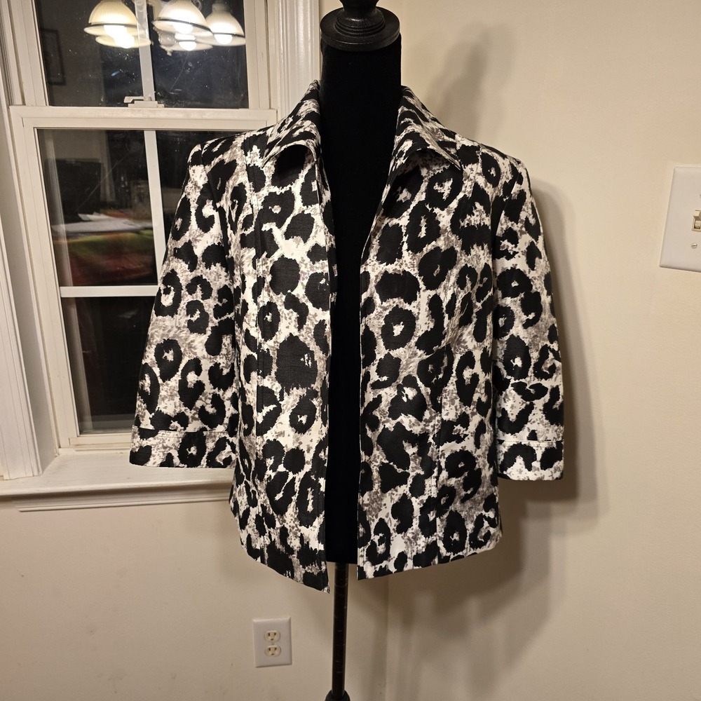 Kim Rogers Petite Leopard Print Blazer Jacket Women Size 10P